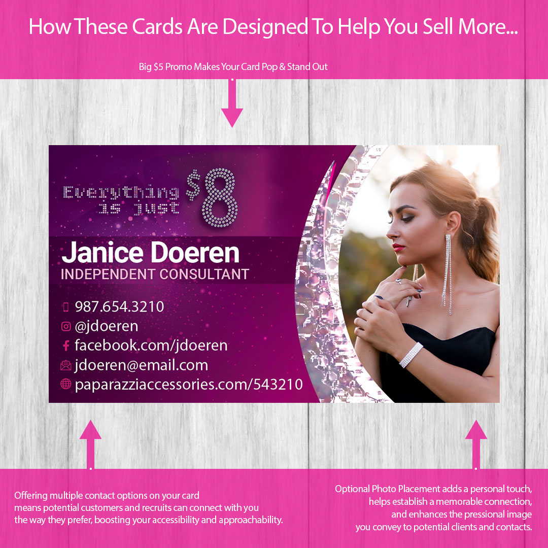 Paparazzi Business Cards showing $8